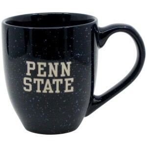 speckled navy bistro mug with Penn State deeply engraved